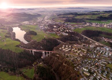 Drohnenfotografie aus der Stadt St. Gallen in der Schweiz | © Gettyimages.com/luftbilderschweiz